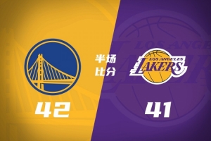 半场战报-勇士42-41领先湖人 穆迪10分 八村塁10分 詹姆斯8中2